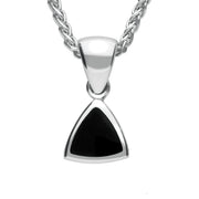 Sterling Silver Whitby Jet Curved Triangle Small Necklace P326