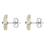 00126556 C W Sellors Sterling Silver White Mother of Pearl Tuberose Pansy Stud Earrings, E2152.