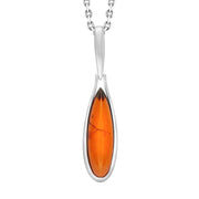 C W Sellors Sterling Silver Amber Long Pear Domed Necklace, P1996