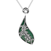 00114813 C W Sellors Sterling Silver Malachite Acanthus Leaf Necklace, P2028.
