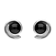 C W Sellors Silver And Whitby Jet Small Swirl Stud Earrings,  E1576.