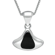 00045917 C W Sellors Sterling Silver Whitby Jet Fan Shaped Freeform Necklace, P538