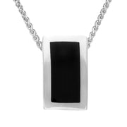 00044868 C W Sellors Sterling Silver Whitby Jet Oblong Stone Set Necklace, P1160.