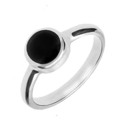 00006663 C W Sellors Sterling Silver Whitby Jet Round Stone Set Ring, R500.