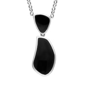 00044694 C W Sellors Sterling Silver Whitby Jet Two Stone Curved Triangle Necklace, P1002.