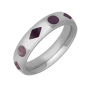 00133167 C W Sellors Sterling Silver Blue John Diamond Dot Pattern Wedding Band Ring, R584.