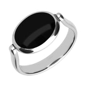 00177073 C W Sellors Sterling Silver Whitby Jet Double Sided Stone Flip Ring, R1043
