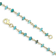 Yellow Gold Plate Turquoise 4mm Bead Chain Link Bracelet, B945_2