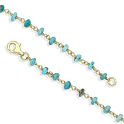 Yellow Gold Plate Turquoise 4mm Bead Chain Link Necklace, N952_16_2