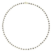 Yellow Gold Plate Whitby Jet 4mm Bead Chain Link Necklace, N952_16.