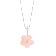 Sterling Silver Pink Mother of Pearl Tuberose Pansy Necklace, P2853.