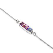 Shrieking Violet Purple Haze Sterling Silver Snake Chain Oval Flower Charm Bracelet, BLBRS04.
