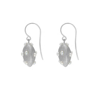 Sterling Silver Freshwater Pearl Brushed Drop Earrings D