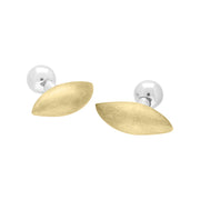 Sterling Silver Gold Plated Chunky Leaf Shape Cufflinks D CL429.