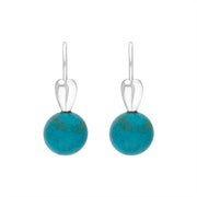 Sterling Silver Turquoise Bead Hook Earrings, E2319.