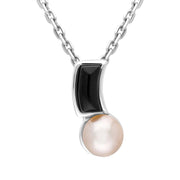 Sterling Silver Whitby Jet Freshwater Pearl Necklace, P2003.