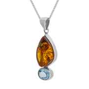 Sterling Silver Amber Blue Topaz Marquise Drop Necklace, PUNQ0001106_2.