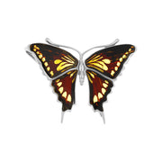 Sterling Silver Amber Large Butterfly Brooch, P2360.