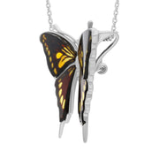 Sterling Silver Amber Large Butterfly Brooch