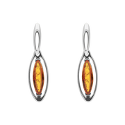 Sterling Silver Amber Marquise Open Edge Drop Earrings E1560