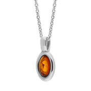 Sterling Silver Amber Oval Fixed Bale Necklace, P1997_2.