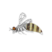 Sterling Silver Baltic Amber Filigree Wings Bee Brooch M362_3