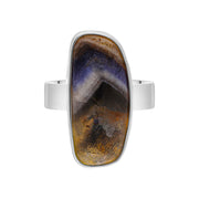 Sterling Silver Blue John Abstract Oval Shaped Ring D