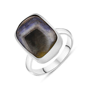 Sterling Silver Blue John Abstract Rectangle Ring, RUNQ0001675