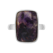 Sterling Silver Blue John Abstract Rectangle Shaped Ring D
