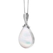 Sterling Silver Blue John Mother of Pearl Double Sided Pear Fob Necklace, P056_3.