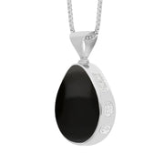 Sterling Silver Blue John Whitby Jet Queens Jubilee Hallmark Double Sided Pear-shaped Necklace D