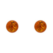 Sterling Silver Cognac Amber Ball Stud Earrings, E2349_COGNAC.