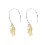 Sterling Silver Gold Plated Freshwater Pearl Curved Heart Earrings D