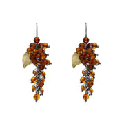 Sterling Silver Gold Plated Amber Pearl Bead Drop Earrings D EUNQ0000018.