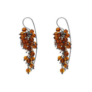 Sterling Silver Gold Plated Amber Pearl Bead Drop Earrings D