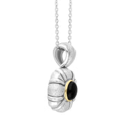 Sterling Silver Whitby Jet Satin Oval Banded Necklace D