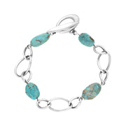 Sterling Silver Lariat Turquoise Oval Twist Bracelet, B506
