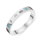 Sterling Silver Turquoise Diamond Jubilee Hallmark Collection Princess Cut 3mm Ring, R1199_3_JFH