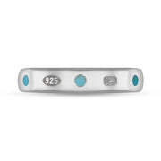 Sterling Silver Turquoise Queen's Jubilee Hallmark 4mm Ring