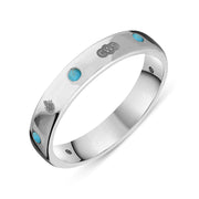 Sterling Silver Turquoise 4mm Wedding Band Ring, R1193_4_JFH