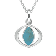 Sterling Silver Turquoise Cat Eye Necklace. P2542.