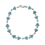 Sterling Silver Turquoise Curved Triangle Bracelet B647