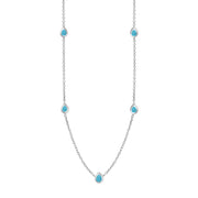 Sterling Silver Turquoise Fleur De Lis Link Disc Chain Necklace, N747_2.
