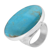 Sterling Silver Turquoise Hallmark Large Round Ring. R611_FH.
