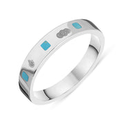 Sterling Silver Turquoise Jubilee Hallmark Collection Princess Cut 4mm ring, R1199_4_JFH