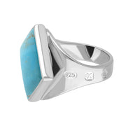 Sterling Silver Turquoise Queen's Jubilee Hallmark Small Rhombus Ring D