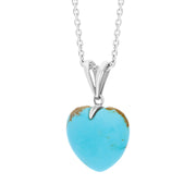 Sterling Silver Turquoise Medium Carved Heart Split Bail Necklace