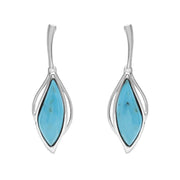 Sterling Silver Turquoise Open Marquise Drop Earrings, E2437