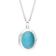 Sterling Silver Turquoise Oval Locket Pendant, P3411