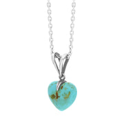 Sterling Silver Turquoise Small Carved Heart Split Bail Necklace